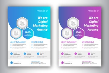 Corporate business flyer poster template with gradient color.brochure cover design layout background