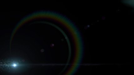 Lens Flares and Particles space lower thirds 3D illustration background.