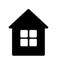 House - black vector silhouette of a house with a window - icon or sign for your logo. Small one-story house - black silhouette for pictogram or button.