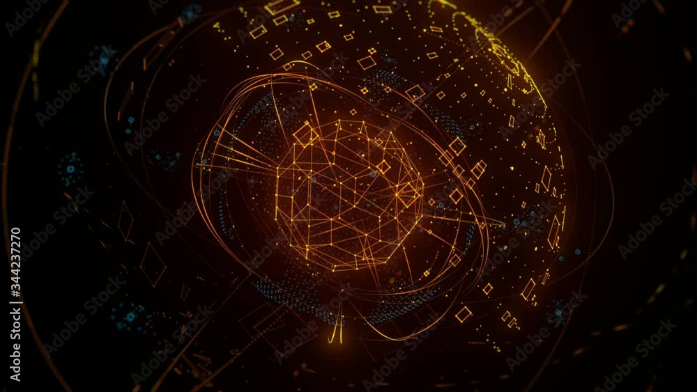 Poster colorful 3d render concept of artificial intelligence. technology background. wireframes, particles.