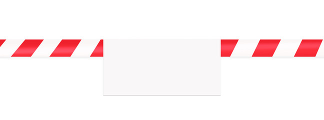 Empty place for inscription on protective red and white tape.Concept for protecting people from coronavirus infection. Banner