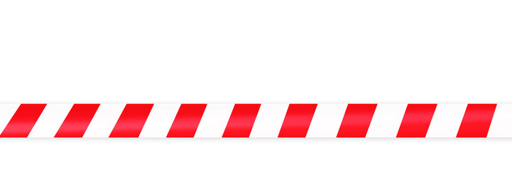 Red and white warning tape on an isolated white background. Concept for protecting people from coronavirus infection. Banner.Copy space for text.
