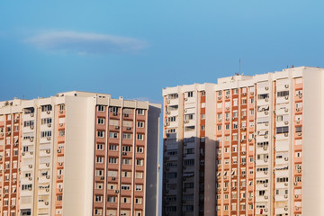 Apartments in empty streets while quarantine days, calm urban view 