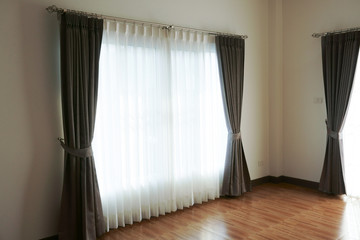 Curtains window decoration interior of room,empty room with window and curtains
