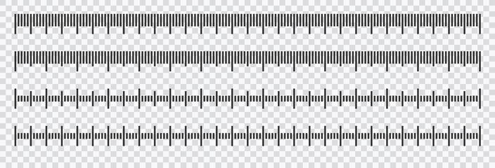 Ruler scale measure. Length measurement scale chart isolated on transparent background eps 10