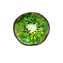 Delicious juicy green kiwi. Set of fruits. Kiwi slices.