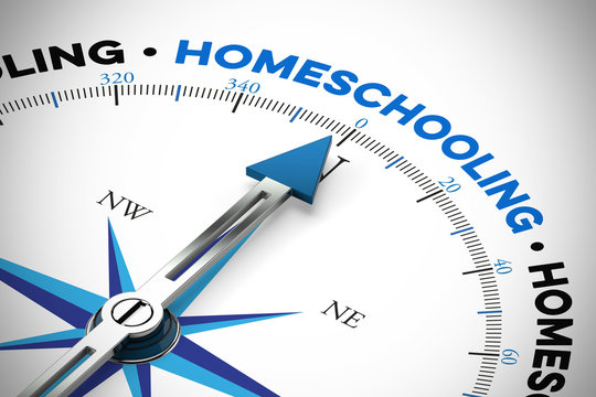 Homeschooling Konzept mit Kompass bei Coronavirus Epidemie