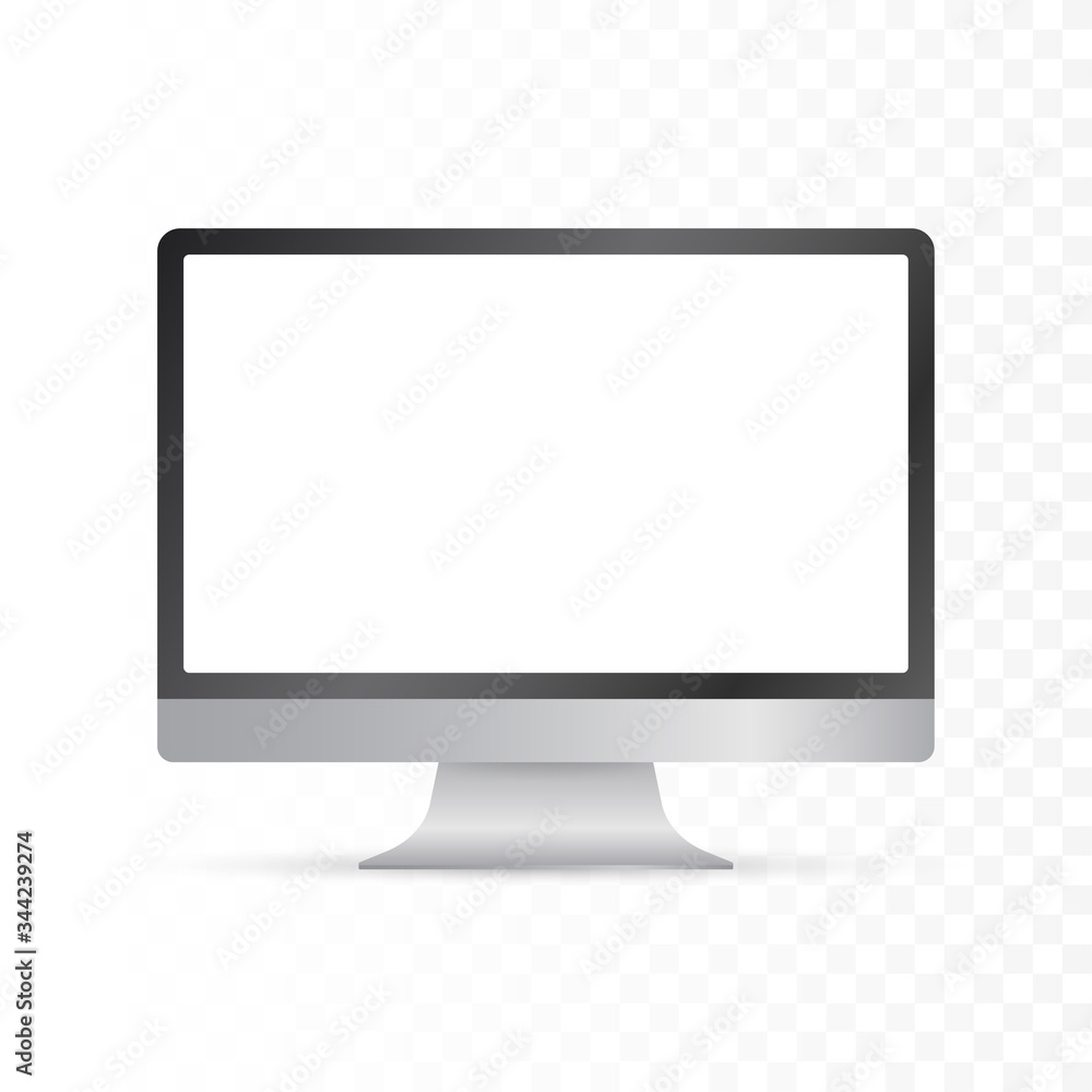 Aufkleber computer display isolated in realistic design on white background. vector stock illustration.