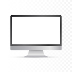 Computer display isolated in realistic design on white background. Vector stock illustration.
