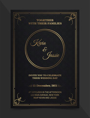 Luxury vintage golden vector invitation card template	