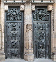Heavy wrought iron doors to the castle