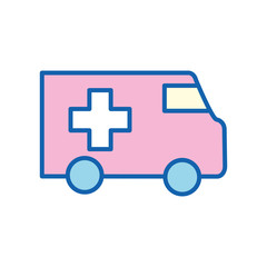Obraz premium ambulance with cross line and fill style icon vector design