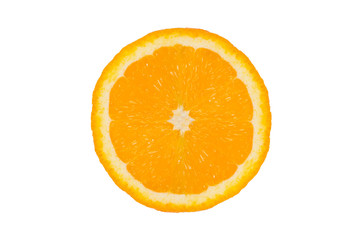 Orange fruit on white background. Orange isolated on white. Half of the orange. Piece