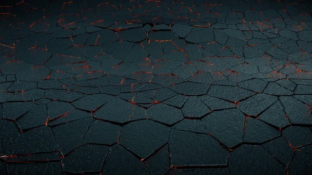 Abstract looped animation of waves with cracked surface. Seamless abstract earthquake.Type 2