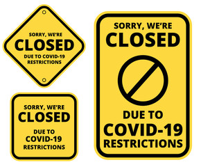 Covid-19 closed sign set