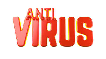 Antivirus text about Coronavirus COVID-19. Made by red plastic. Medicine concept isolated on white background 3d illustration