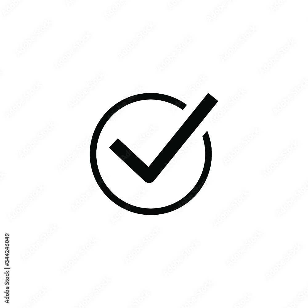 Poster check mark sign icon. tick okay accept valid icon button. check confirm icon. tick in circle sign. o