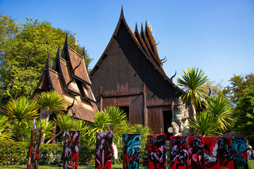 A beautiful view of Baan Dam Museum, the black temple at Chiang Rai, Thailand.