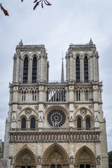 Fototapeta na wymiar Notre Dame Cathedral facade view - Paris, France