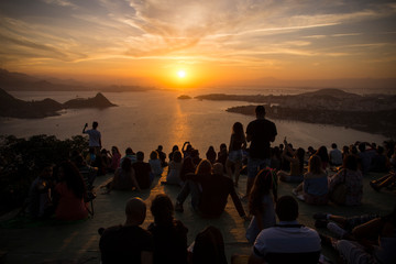 Sunset over Rio de Janeiro viewed from Parque da Cidade in Niteroi, Brazil