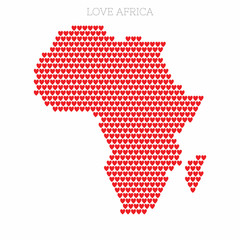 Fototapeta premium Africa country map made from love heart halftone pattern
