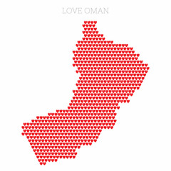 Obraz premium Oman country map made from love heart halftone pattern