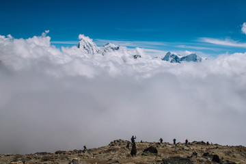 Beautiful cloudy mountains in Nepal