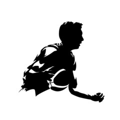 Basketball player dribbling, isolated vector silhouette. Ink drawing