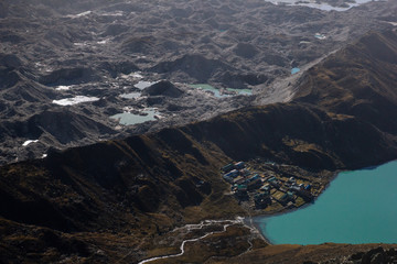 Huge glacier in Nepal near the lake