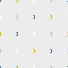 Obraz premium Seamless Vector Pattern with colorful moons for decoration, print, textile, fabric, stationery, cards, wallpaper, wrapping paper