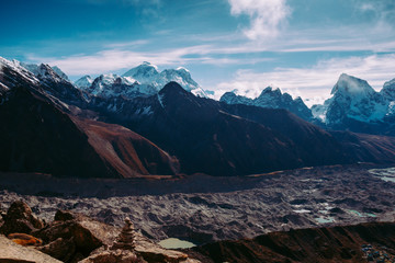 Beautiful mountain Everest and soft white clouds