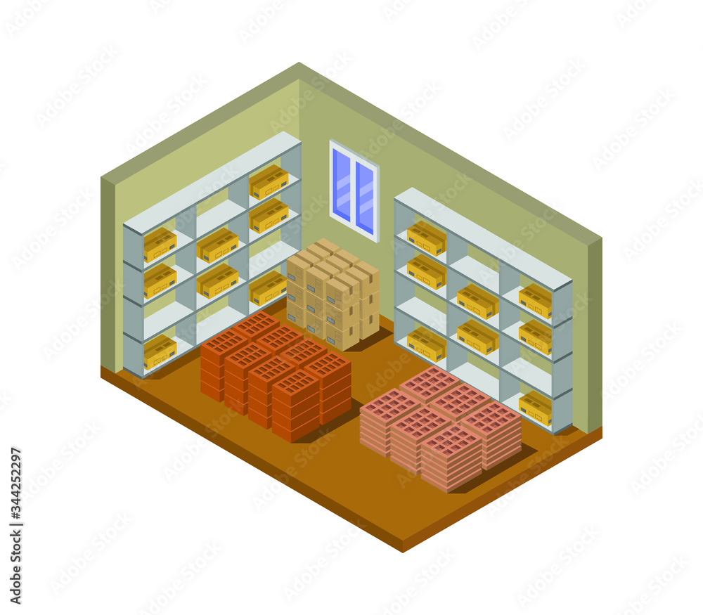 Poster isometric warehouse