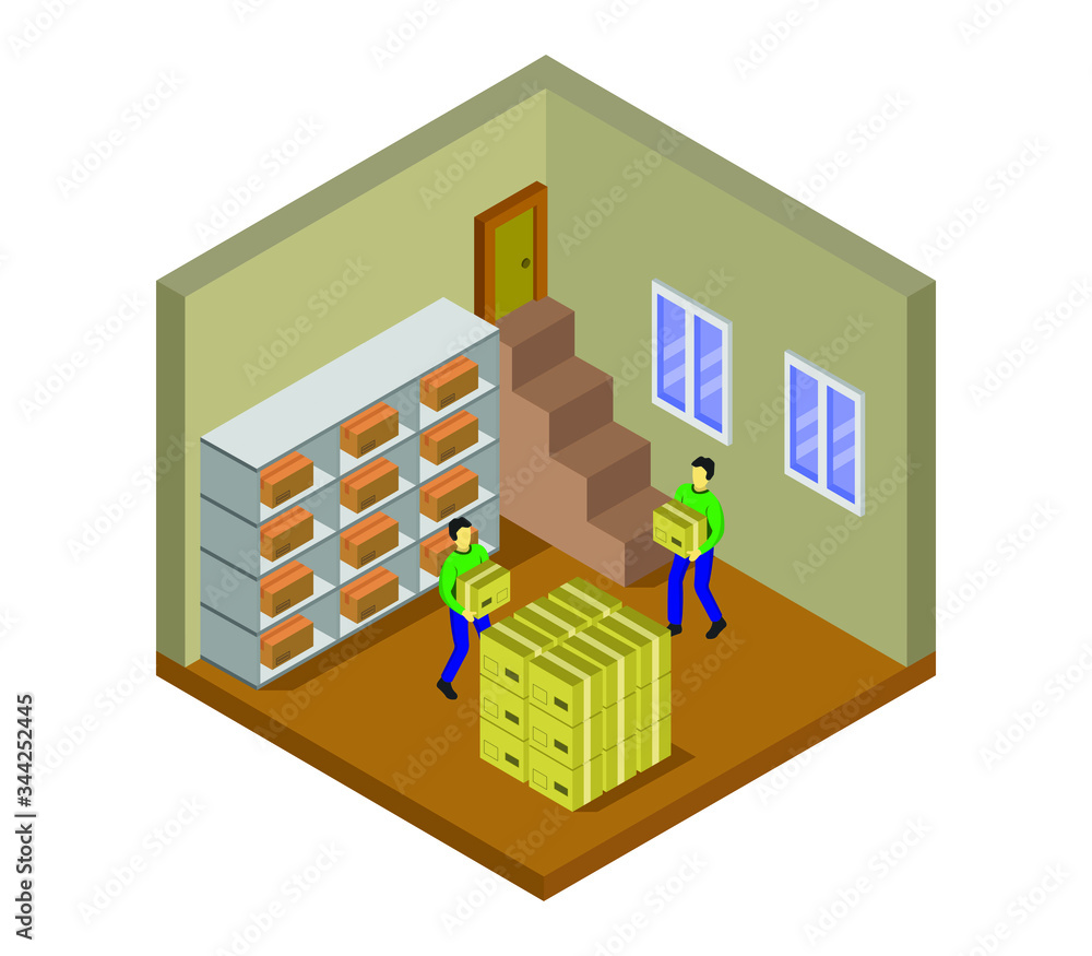 Poster isometric warehouse