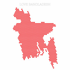Bangladesh country map made from love heart halftone pattern
