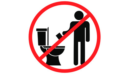 Do Not Flush non flush-able items down the Lavatory glyph icon illustrated vector clip art sign