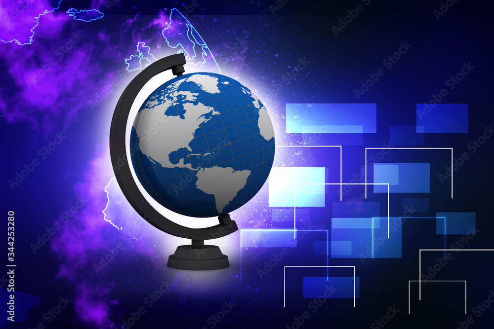 Poster 3d rendering abstract world concept