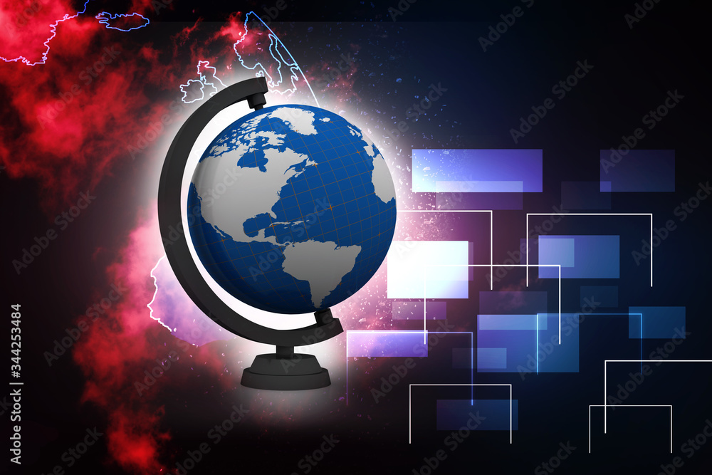 Poster 3d rendering abstract world concept