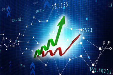 3d rendering Stock market online business concept. business Graph 