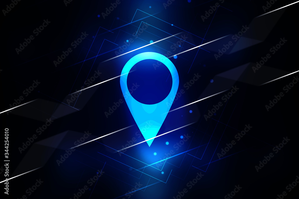 Poster 2d rendering red map pointer