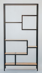 wooden shelves on white background