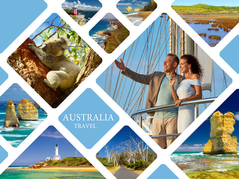 Australia. Travel photo collage. Conceptual illustration tourism