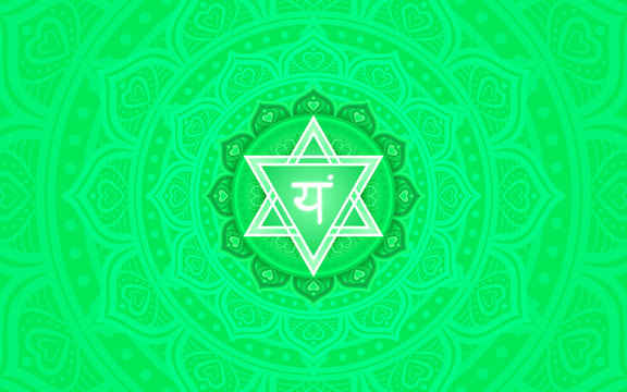 Anahata, heart chakra symbol. Colorful mandala. Vector illustration