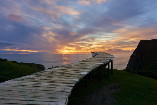dock of souls towards the sea, in chiloe