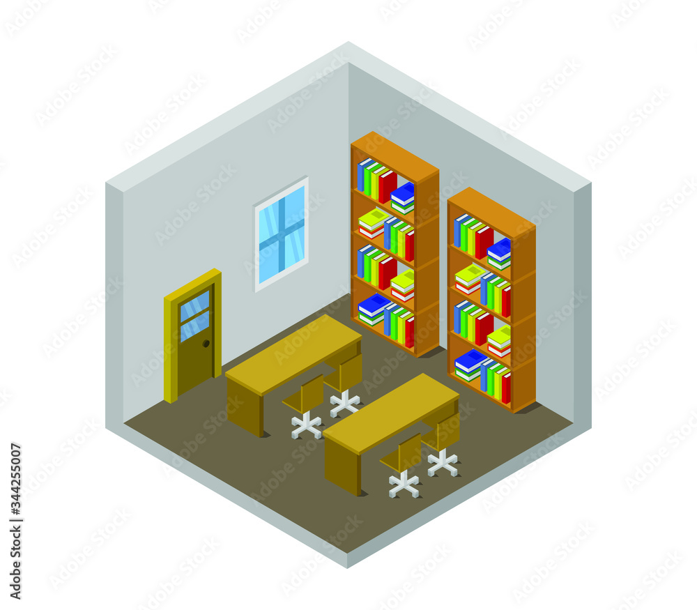 Poster isometric library room