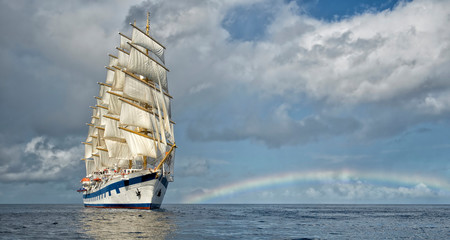 Fototapeta na wymiar Sailing ship cruise. Yachting. Travel 
