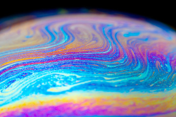 Fototapeta na wymiar Abstract background wallpaper soap bubble sphere with iridescent texture. Rainbow waves on the surface