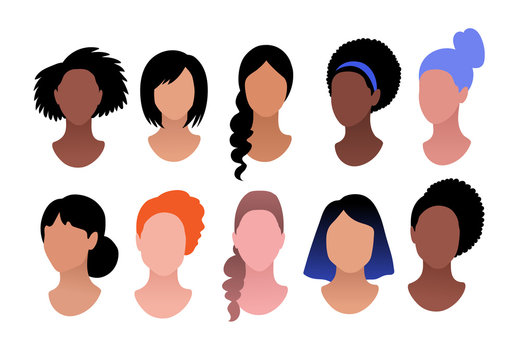 Vector illustration set of female profile pictures