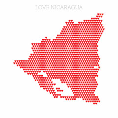 Nicaragua country map made from love heart halftone pattern