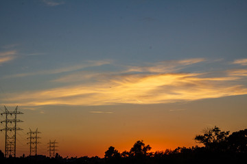 Naklejka premium Sunset by the River