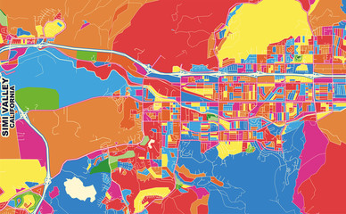 Simi Valley, California, USA, colorful vector map